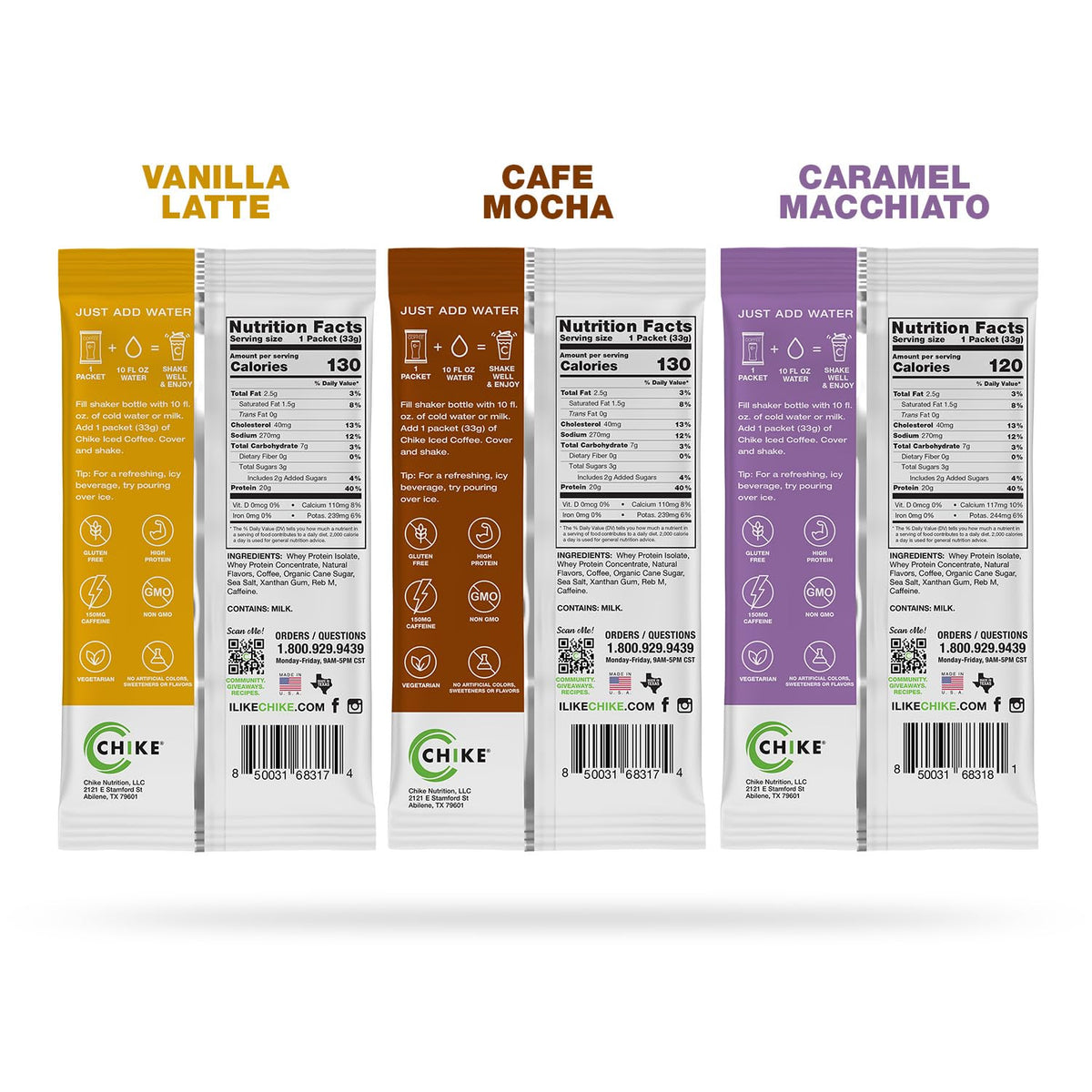 Chike High Protein Iced Coffee Naturally Sweetened Sampler Pack, 20 G Protein, 2 Shots