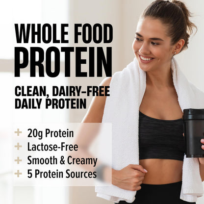 Nutrex Research Whole Food Protein Powder, 20g Protein per Scoop, Lactose Free, Dairy Free, Low Carb Low Fat, Collagen Peptides, 15 Servings (Vanilla Milkshake)