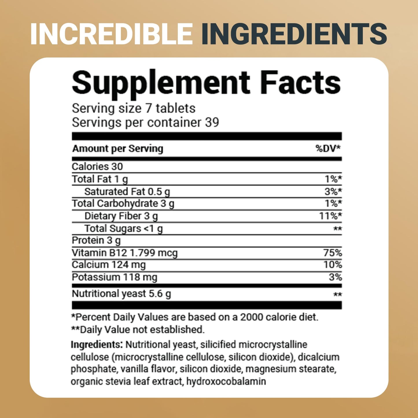 Dr. Berg Nutritionals Yeast Tablets – Natural B12 Added - All 8 B Vitamin Complex – Organic Vanilla Flavor - 270 Vegan Tablets Dietary Supplements