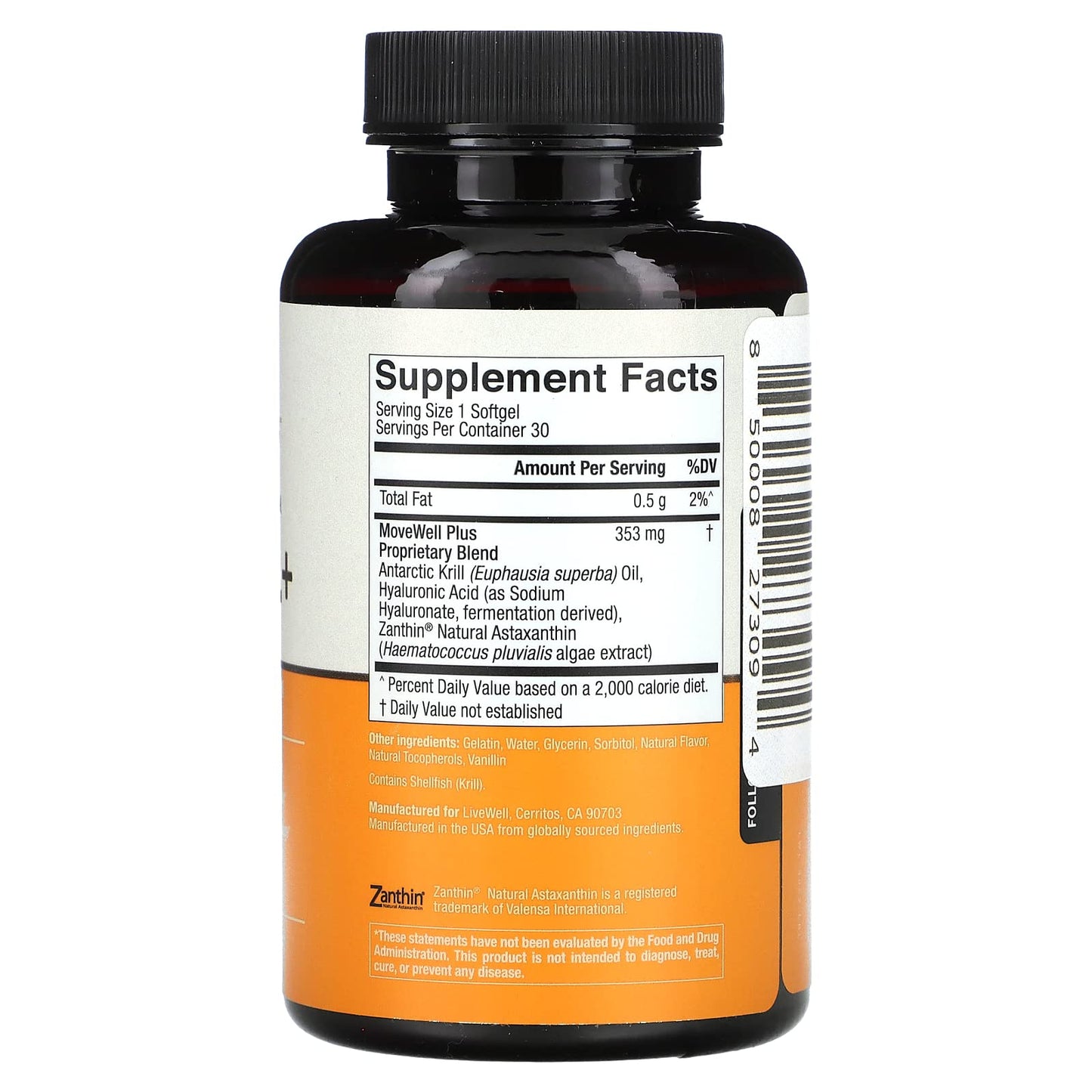 Live Conscious Glucosamine Chondroitin with MSM, Hyaluronic Acid, and More - MoveWell Joint Health Supplement