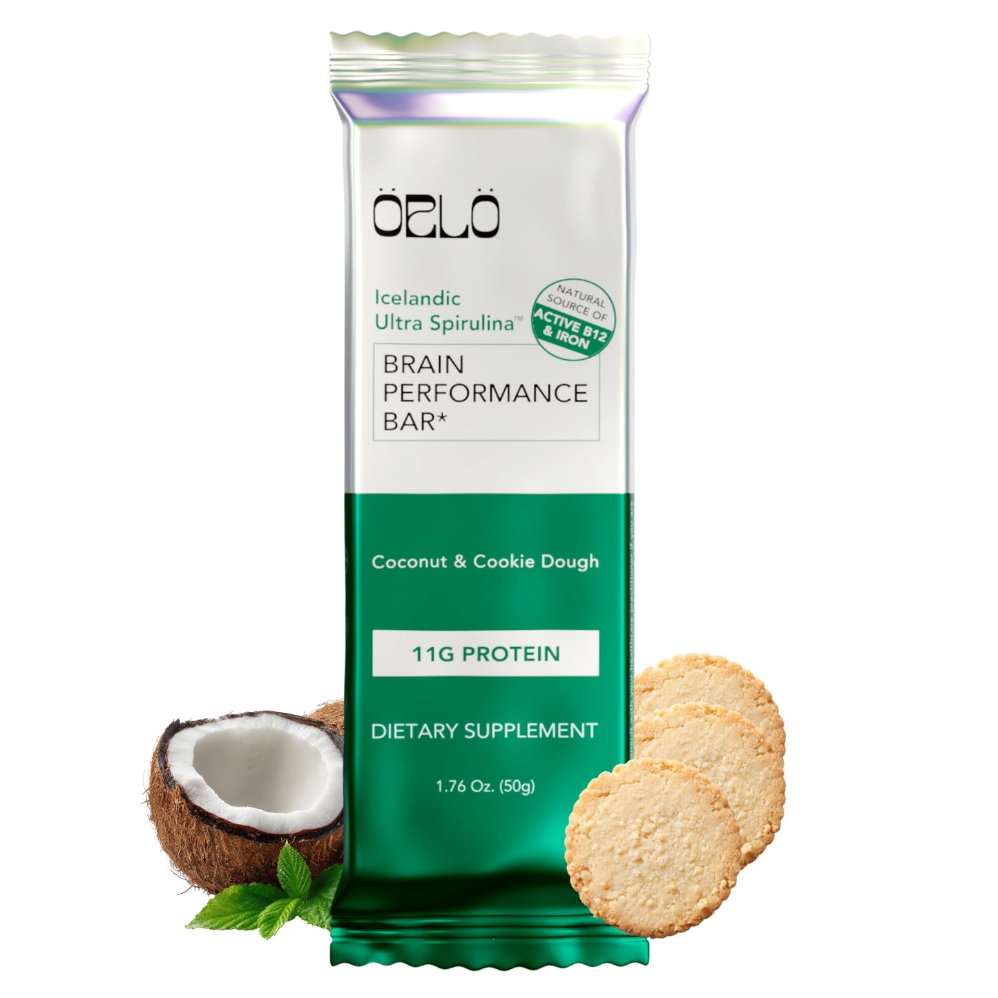 ORLO BRAIN PERFORMANCE BAR – Vegan Protein Bars for Brain & Energy Support – Focus & Memory, Pre & Post Workout Recovery – Gluten Free Snack with L-Theanine, Lions Mane, Spirulina & More (12 Bars)