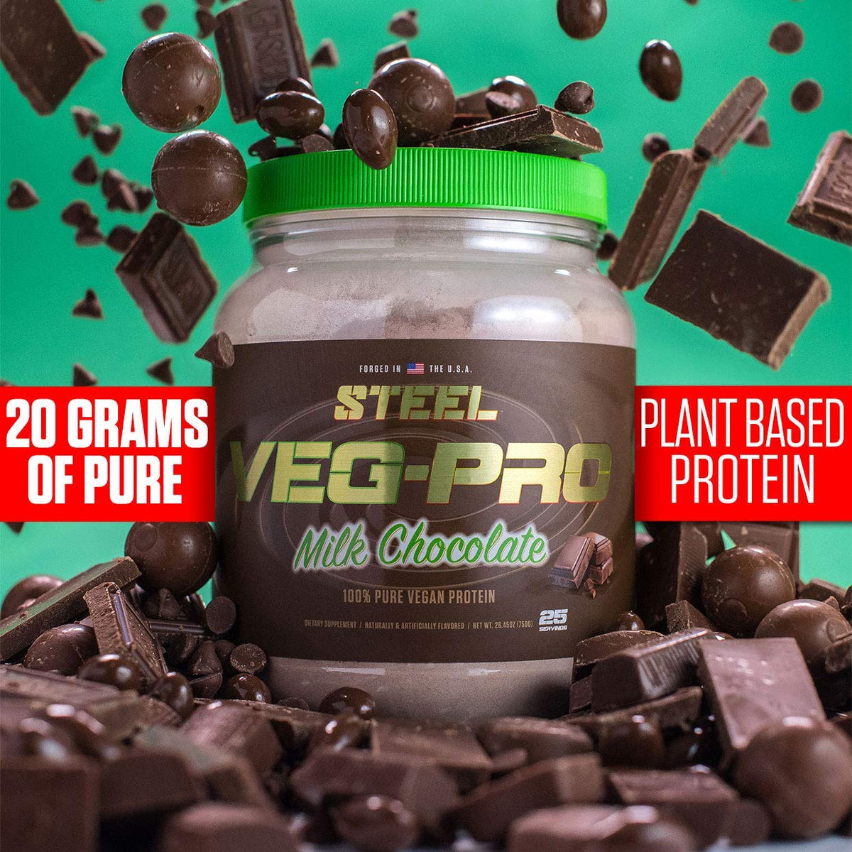 Steel Supplements Veg-PRO | Vegan Protein Powder, Milk Chocolate | 25 Servings