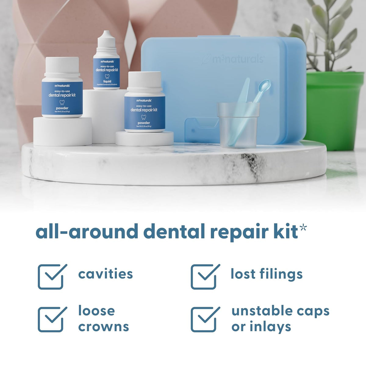 Dental Repair Kit for Lost Crowns, Fillings & Cavities w/Travel Case by M3