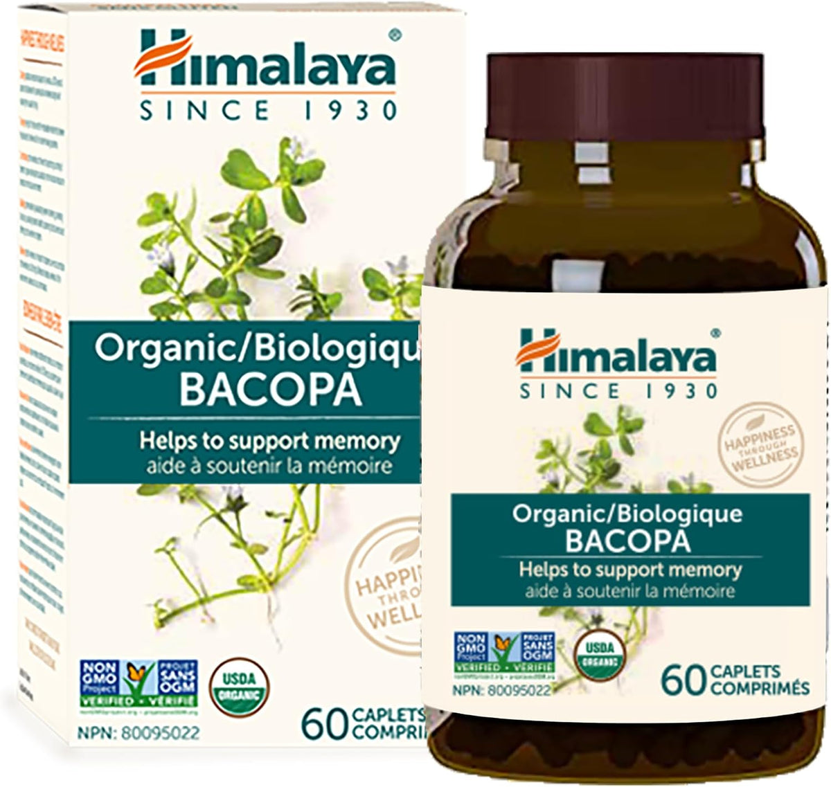 Himalaya USDA Organic Bacopa Monnieri Supplement,750 mg,60 Caplets