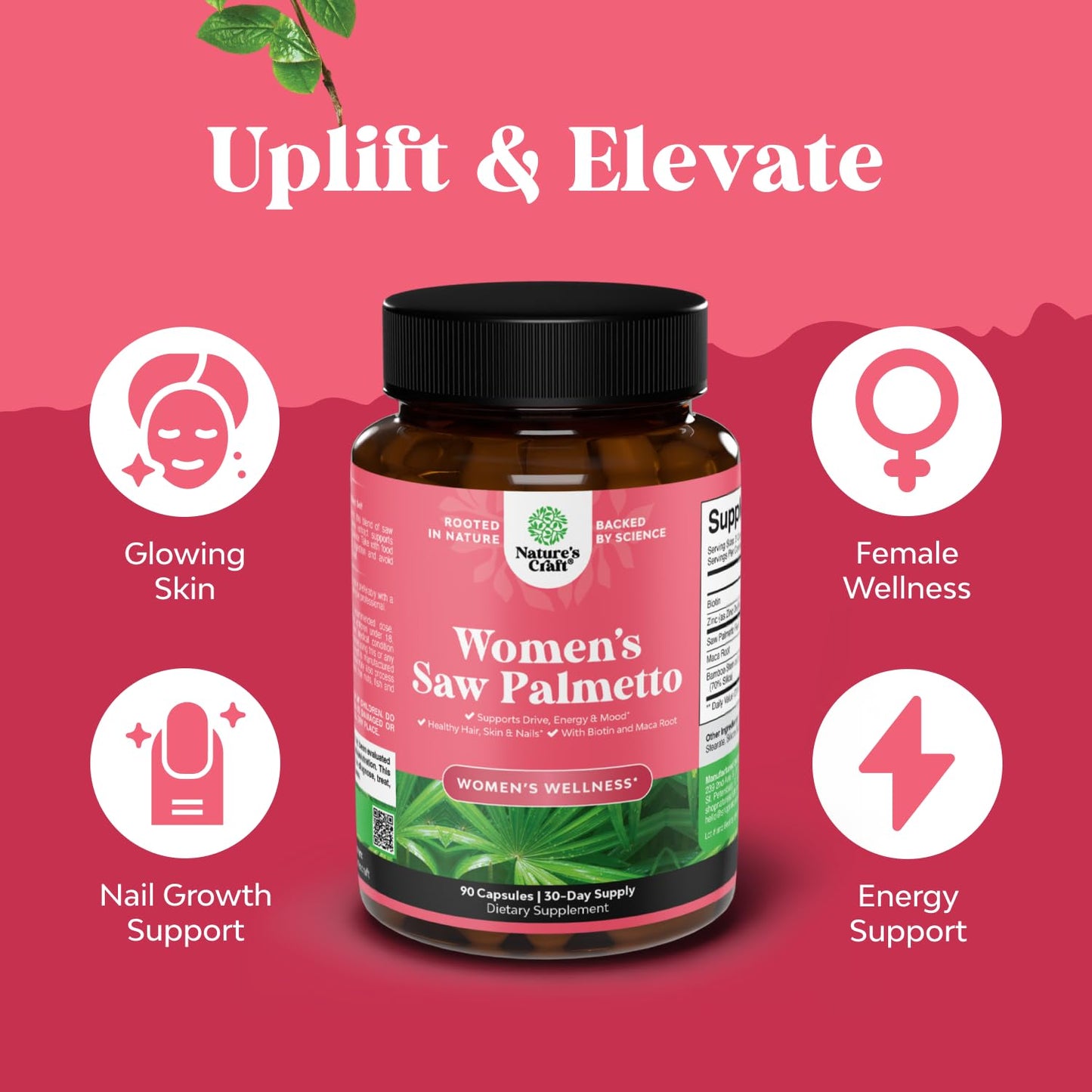 Saw Palmetto for Women 500mg - DHT Blocker for Women 30-Day Supply - Hair Vitamins for Hair Loss Supplement - Saw Palmetto Extract Capsules with Maca Root & Biotin - 90 Count
