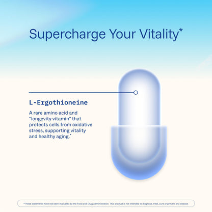 ProHealth Ergothioneine 5X Strength. 25mg Clinical Research Dose. Natural Amino Acid Mushroom Supplement for Improved Cognition, Heart Health. Essential Longevity Vitamin. 25 mg/Serving, 30 Servings