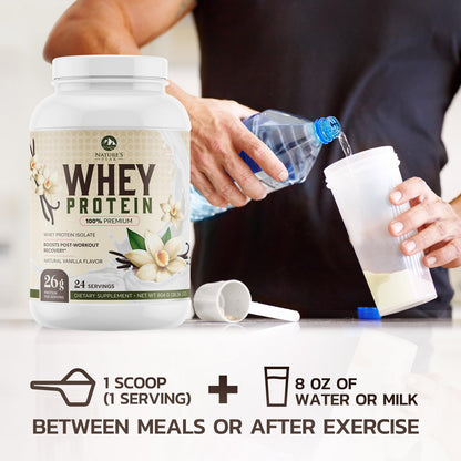 Nature's Protein Powder, 100% Whey Protein Powder Isolate, Immune Support, BCAAs