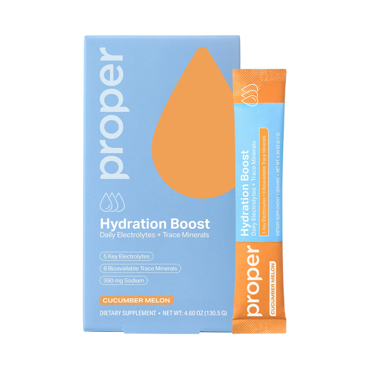 Proper Hydration Sticks – Electrolyte Powder Drink Mix Packets with Trace Minerals for Rapid Hydration – Naturally Flavored – No Artificial Sweeteners – Pineapple, 15 Servings
