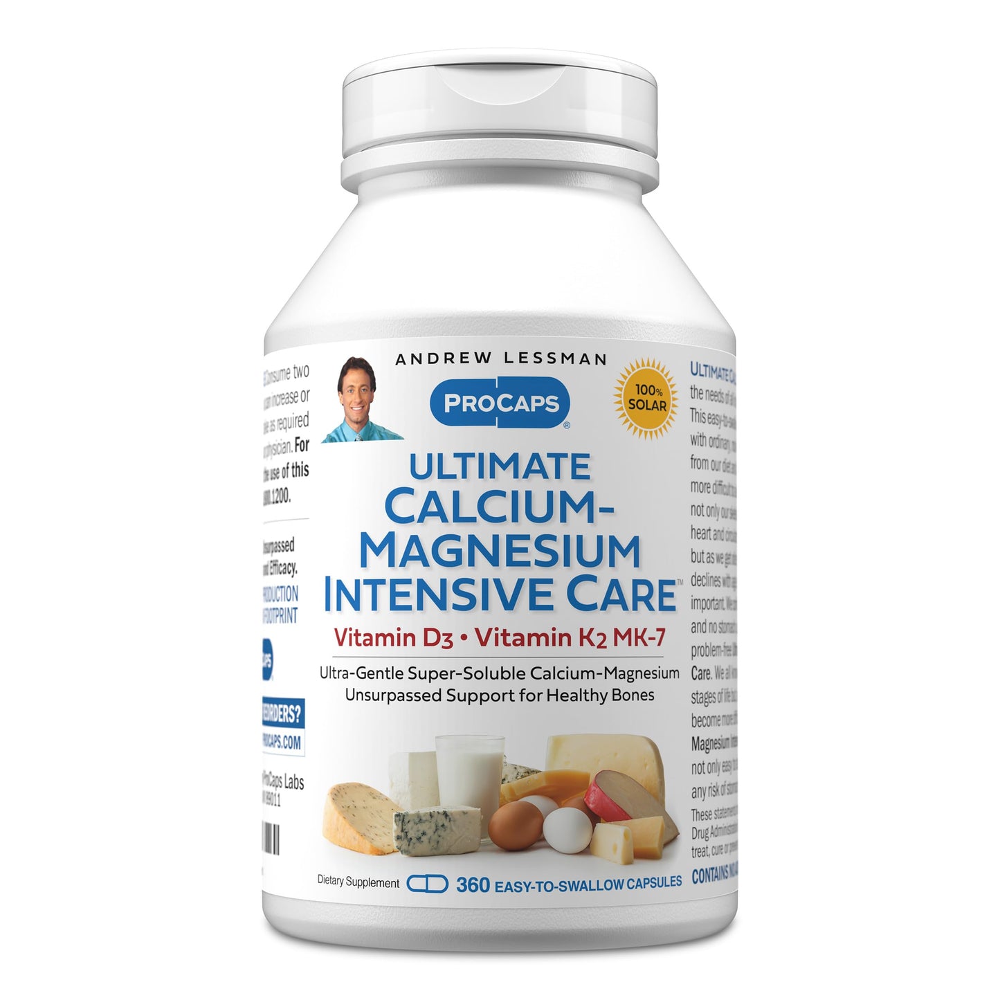 ANDREW LESSMAN Ultimate Calcium-Magnesium Intensive Care with Vitamin D3 & K2 MK7-120 mcg - 180 Capsules – Bone and Skeleton Health Essentials. Gentle, Easy to Swallow, Super Soluble. No Additives