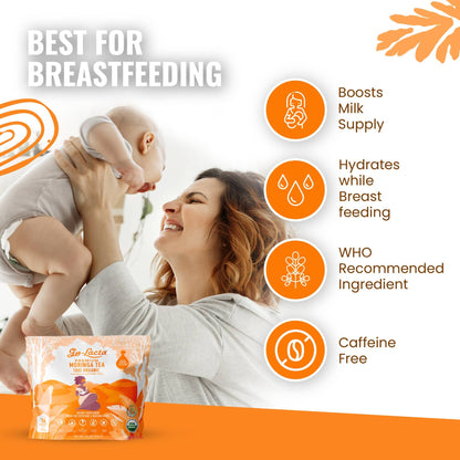 Go-Lacta Premium Organic Moringa Tea for Breastfeeding Moms to Increase Breast Milk