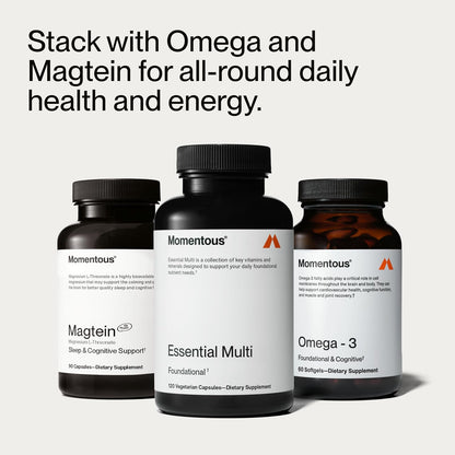 Momentous Essential Multivitamin for Women & Men - Complete Vitamin & Mineral Complex for Athletes & Wellness Enthusiasts - GMO & Gluten Free - NSF Certified for Sport - 30 Servings
