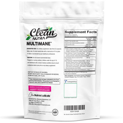 Clean Nutraceuticals Collagen Pills 1000mg Biotin 10000mcg Keratin Saw Palmetto Hyaluronic Acid - Hair Skin & Nails Vitamins & DHT Blocker with Vitamin E Folic Acid Pumpkin Seed MSM - 90 Count
