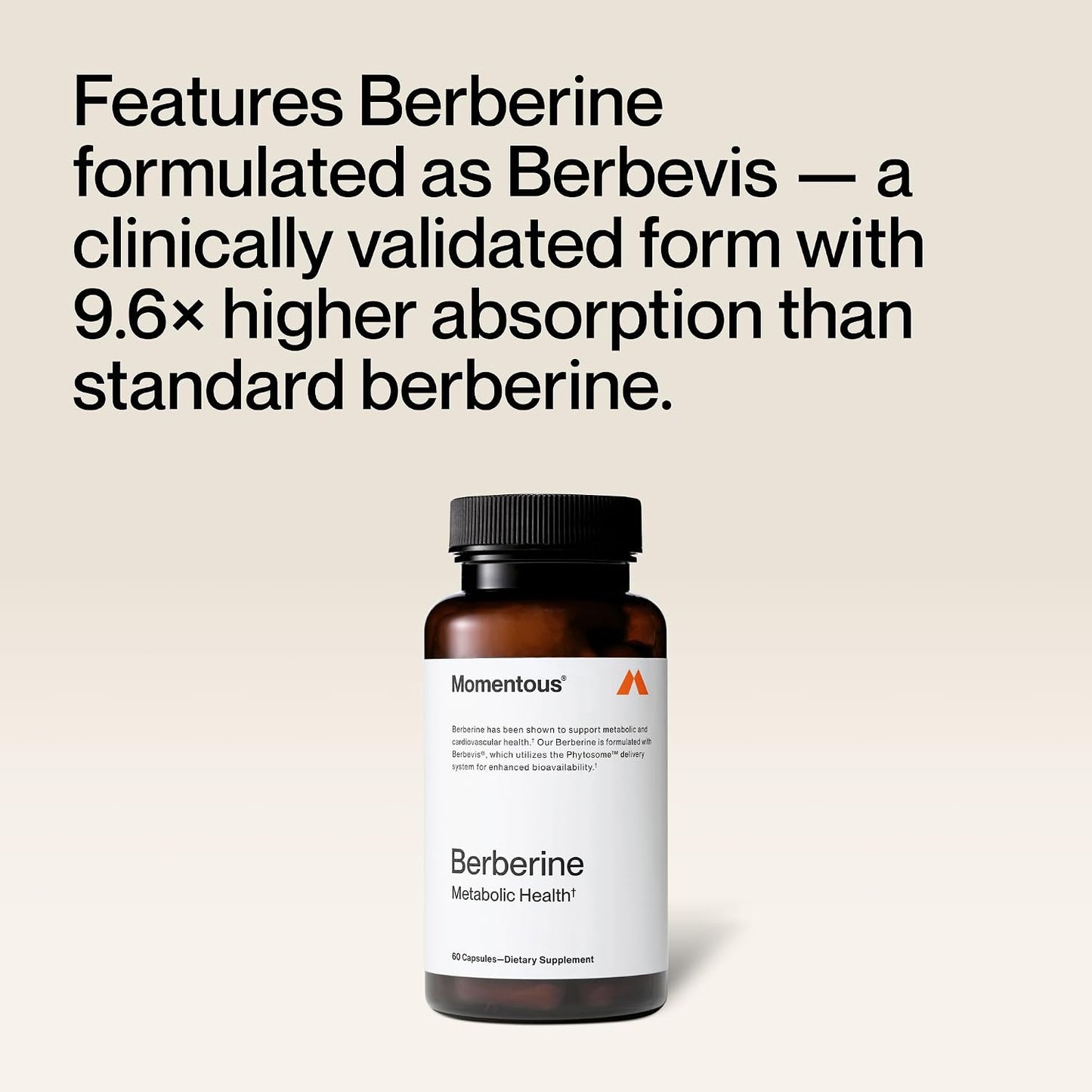 Momentous Berberine - Natural Bioavailable Supplement Formulated from Plant Alkaloid to Help Support Metabolic & Cardiovascular Health - Vegan - Gluten Free - NSF Certified for Sport - 60 Servings