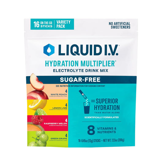 Liquid I.V. Sugar Free Hydration Electrolytes, Variety Pack, 16 Count | Scientifically Formulated | Clinically Proven Hydration | Zero Sugar | No Artificial Sweeteners | Non-GMO | Powder Drink Mix