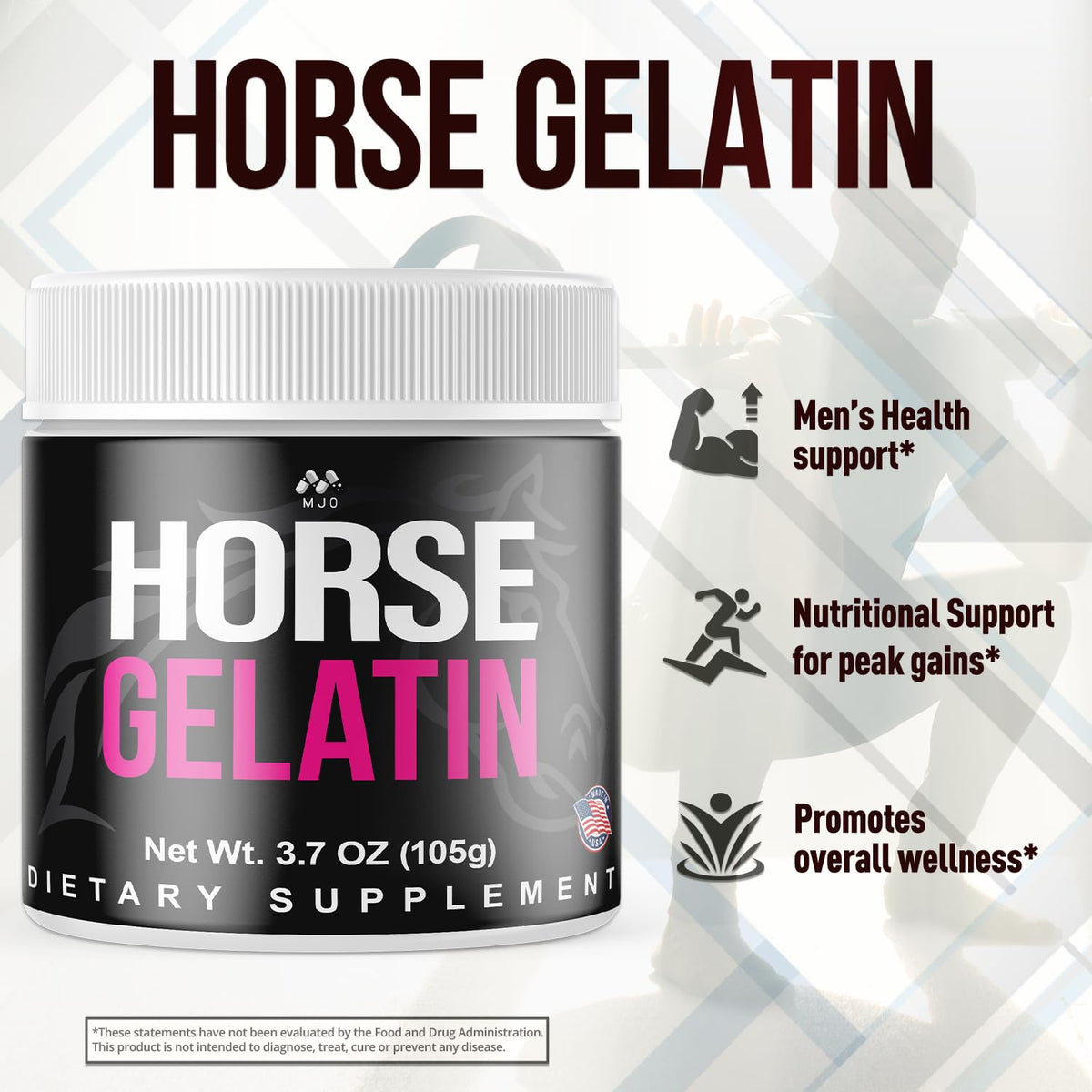 Horse Gelatin for Men Powder, Horse Gelatin Men's Supplement, 30 Servings