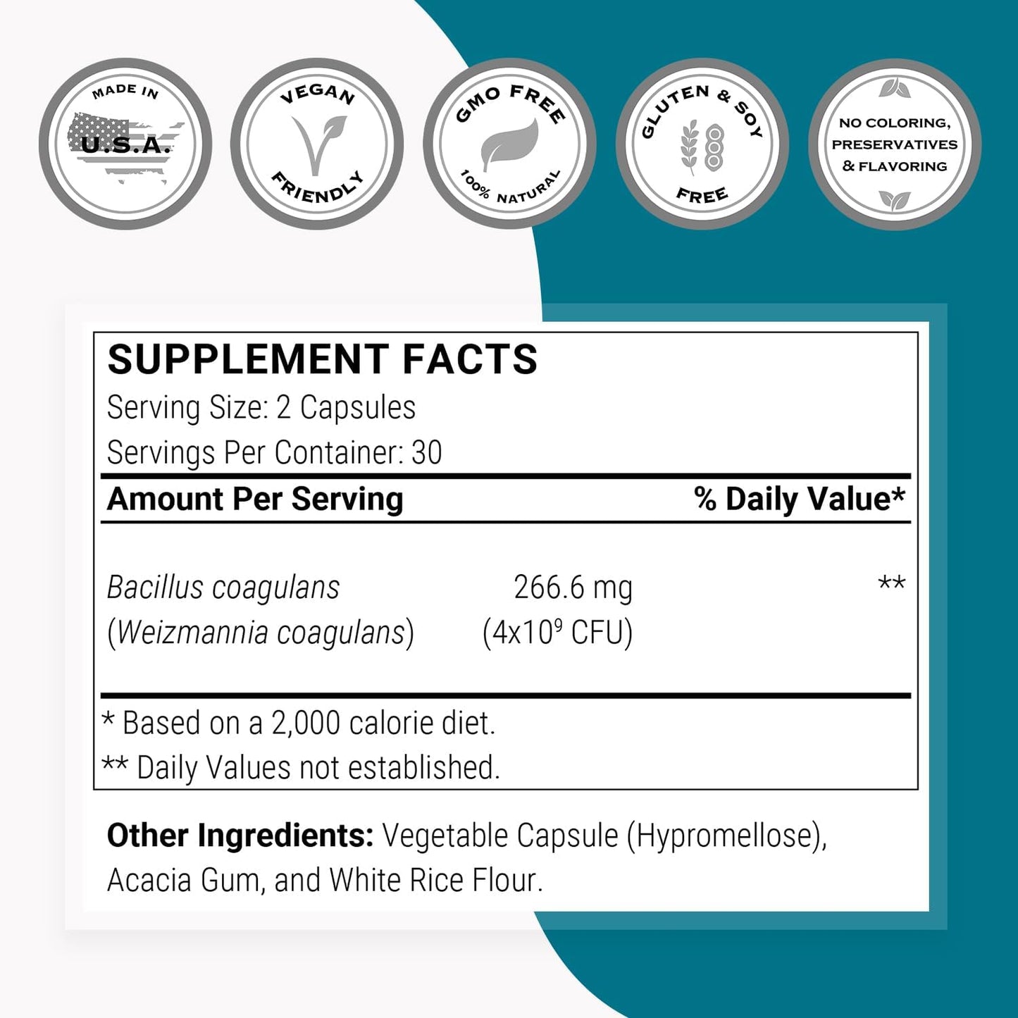 Supersmart Bacillus Coagulans Probiotic 4 Billion CFU per Day (High Absorption) - Lactobacillus Sporogenes Supplement | Non-GMO & Gluten Free - 60 Delayed Release Capsules