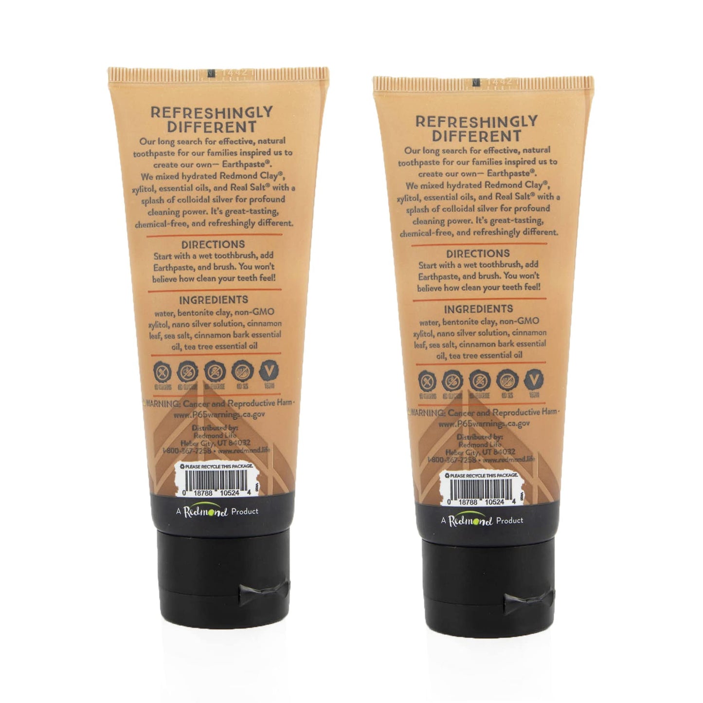 Redmond Earthpaste with Silver - Natural Non-Fluoride Toothpaste, 4 Ounce Tube (Peppermint)