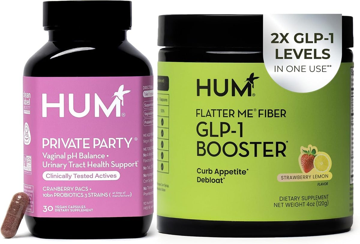 HUM Flatter Me Fiber Supplement and Private Party Vaginal Probiotics for Women