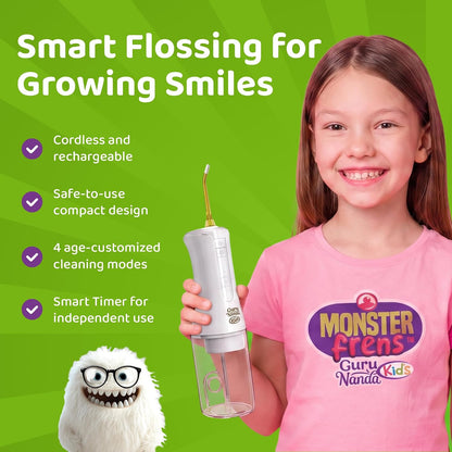 GuruNanda Kids Water Flosser Cordless, Braces-Friendly, Ages 6+, White, 1ct