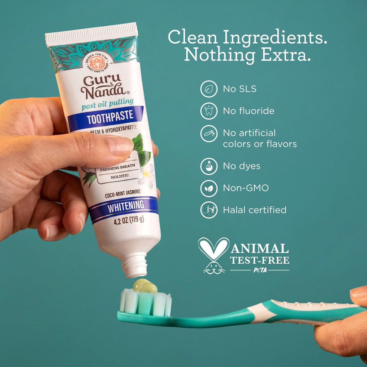 GuruNanda Hydroxyapatite Toothpaste with Neem, SLS & Fluoride Free, 4.2oz