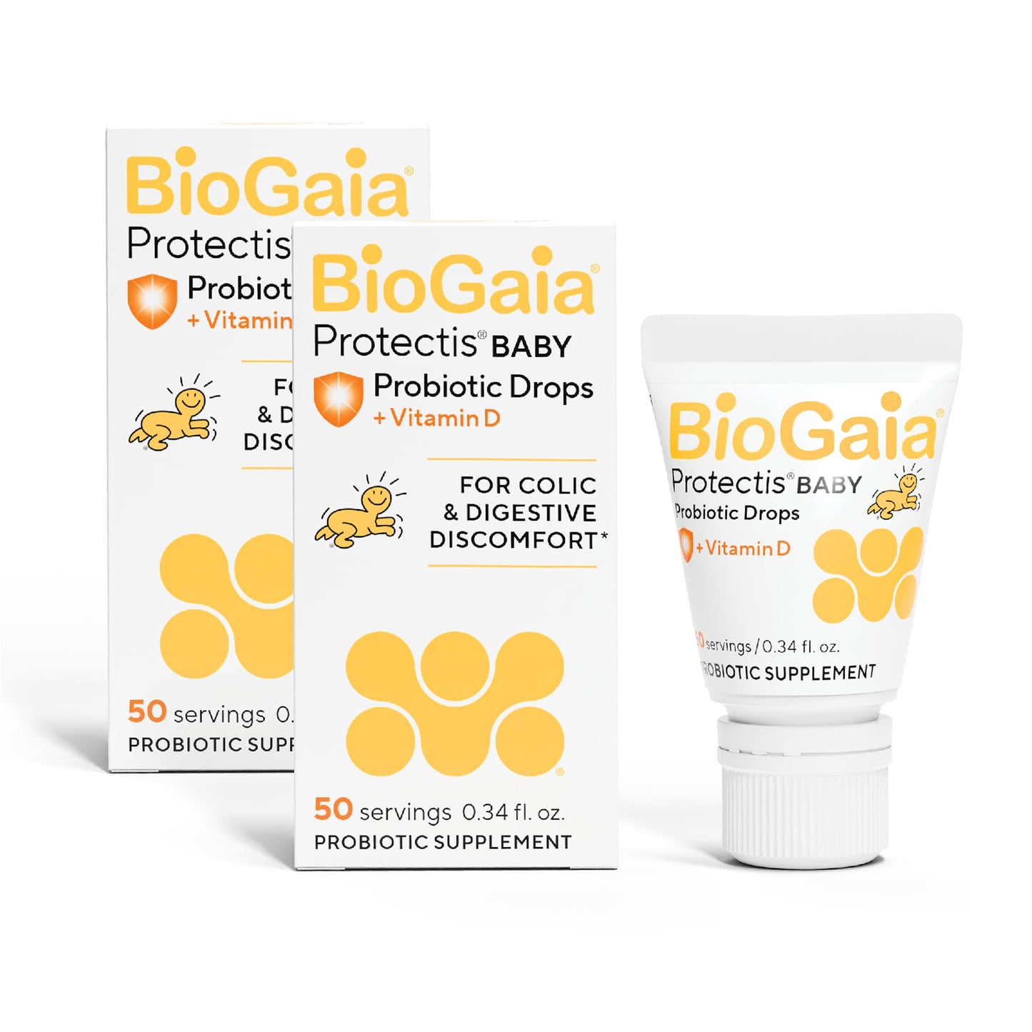 BioGaia Baby Probiotic Drops + Vitamin D | Colic & Gas Relief | 50 Servings | Pediatrician-recommended | Ease Crying, Fussing, Colic, Gas, Spit-ups & Occasional Constipation + Vit D | Safe for Newborns
