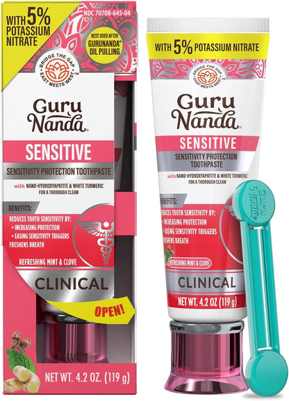 GuruNanda Hydroxyapatite Toothpaste for Sensitivity, Fluoride Free, 4.2oz
