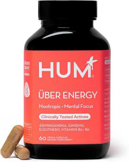 HUM Uber Energy Adaptogen & B Vitamin Supplement, 60 Count