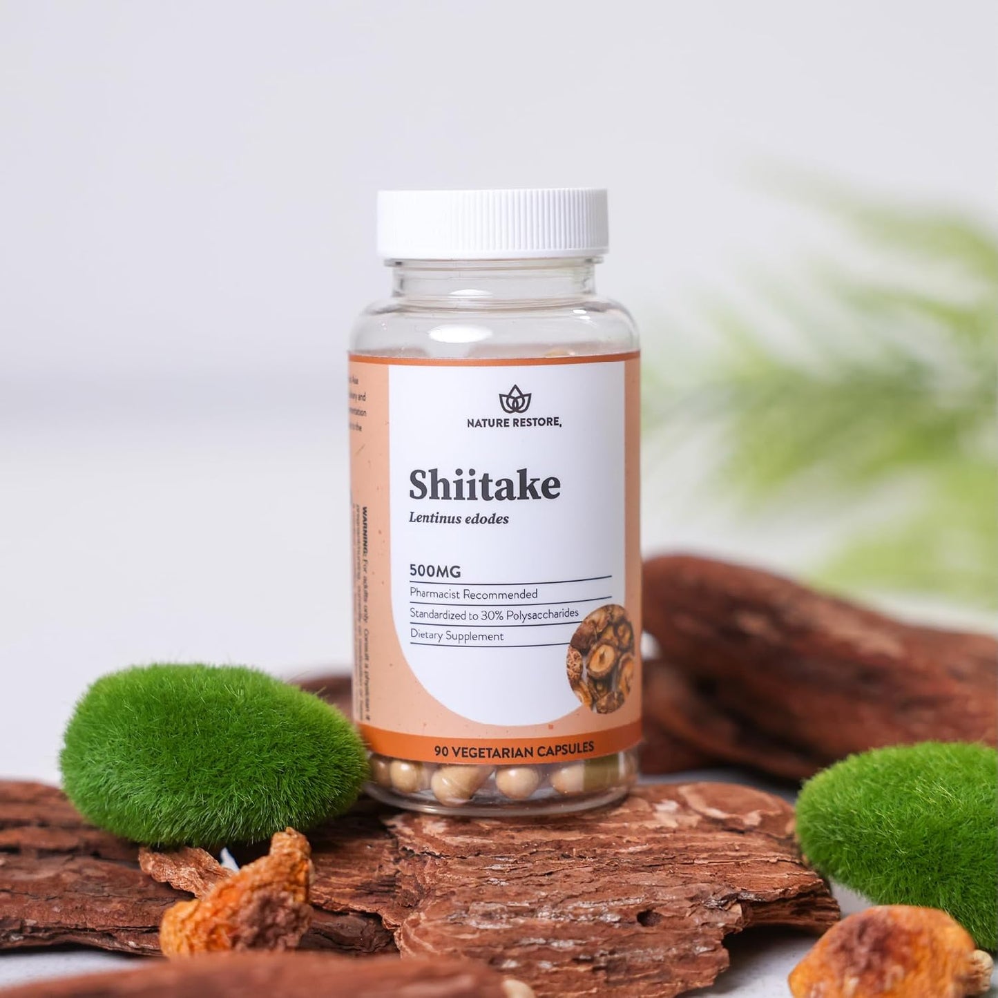 Nature Restore Shiitake Mushroom Extract Supplement, 90 Capsules, High 30% Polysaccharide Concentration, Non-GMO, Gluten Free
