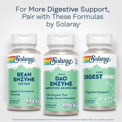 SOLARAY DAO Enzyme - Digestive Enzyme that Breaks Down Histamine - 60,000 HDU - Digestive Enzymes - Vegan, Gluten Free, Lab Verified - 30 Servings, 30 VegCaps