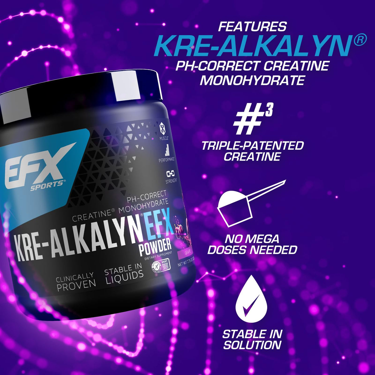 EFX Sports Kre-Alkalyn EFX Powder | pH Correct Creatine Monohydrate Powder Supple