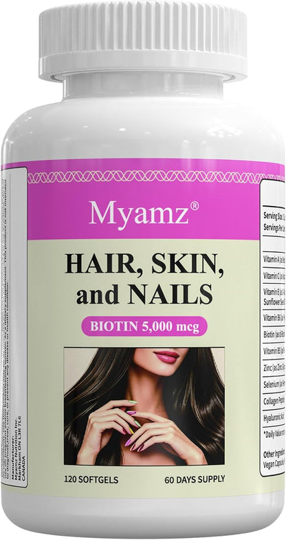 Healthy Hair Skin & Nails Supplement with Vitamin & Zinc – Beauty Wellness Complex for Women & Men – Supports Stronger Nails, Shinier Hair & Radiant Complexion 120 Capsules