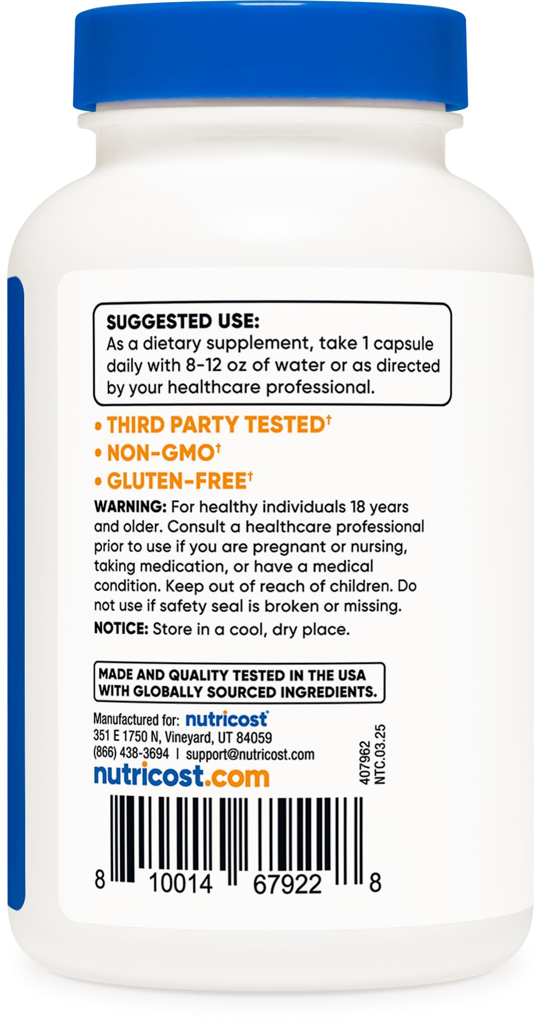 Nutricost Folic Acid (Vitamin B9) 1000 mcg, 240 Capsules