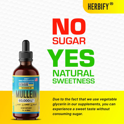 HERBIFY Mullein Drops - Lung Cleanse - Mullein Leaf Extract - Powerful Mullein