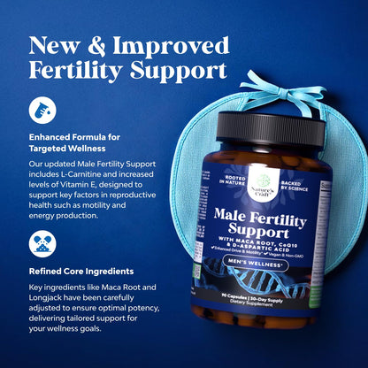 Pre Conception Male Fertility Supplement - Semen Volume Booster with CoQ10, Maca Root, Methyl Folate & D-Aspartic Acid - Mens Fertility Supplement for Sperm Motility - Conception for Him - 90 Count