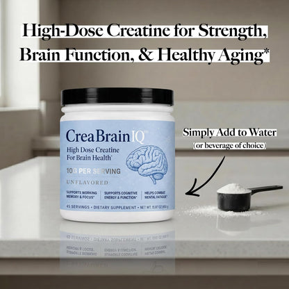 Utzy Naturals CreaBrainIQ | High Dose Creatine Powder - 10g | 45 Servings
