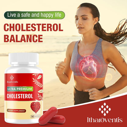 Itharoventis Cholesterol Lowering Supplements with Red Yeast Rice | Plant Sterols Supplement With Omega-3, Bergamot & Garlic, Advanced Formula, 90 Softgels