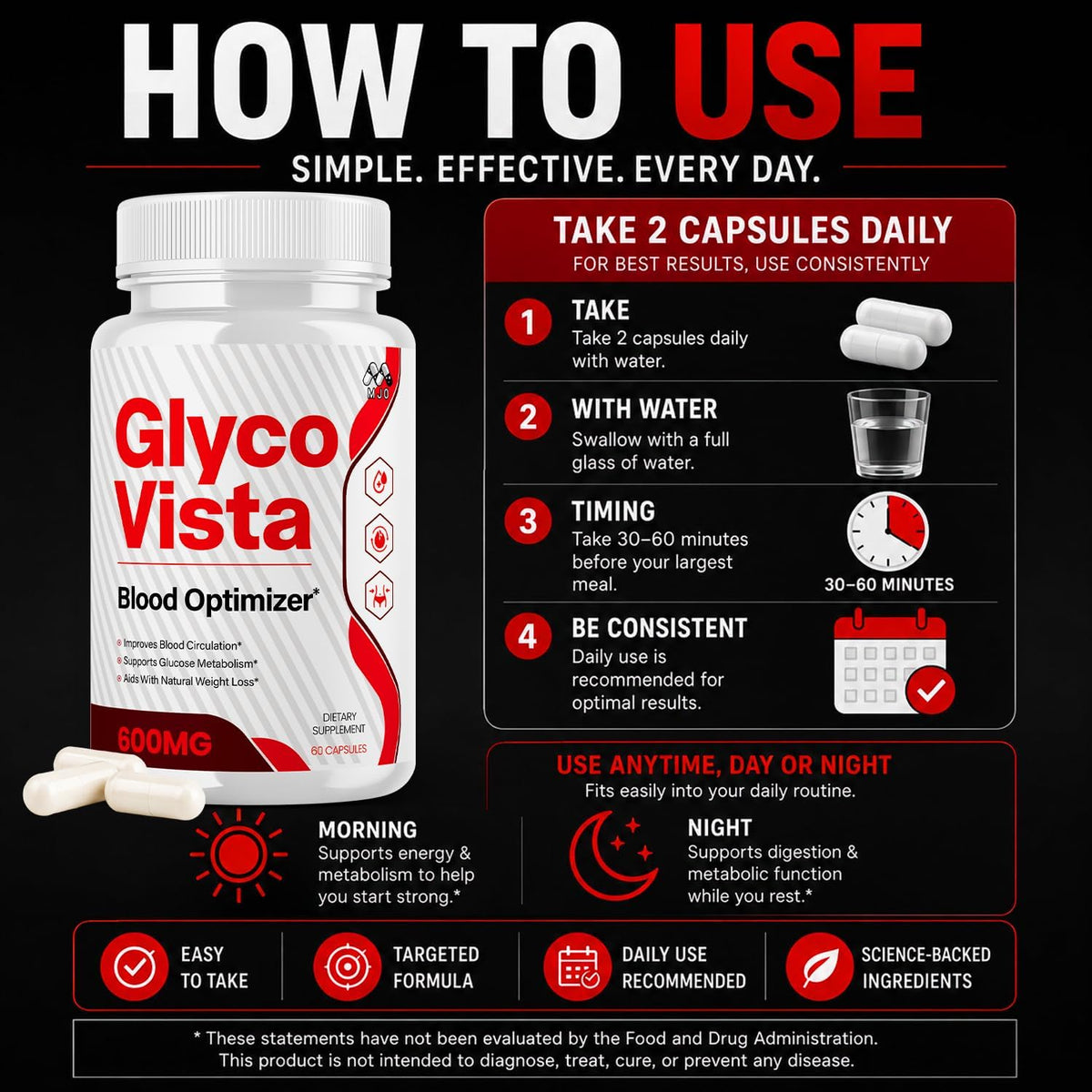 Glyco Vista Capsules, GlycoVista Blood Optimizer Supplement (60 Capsules)