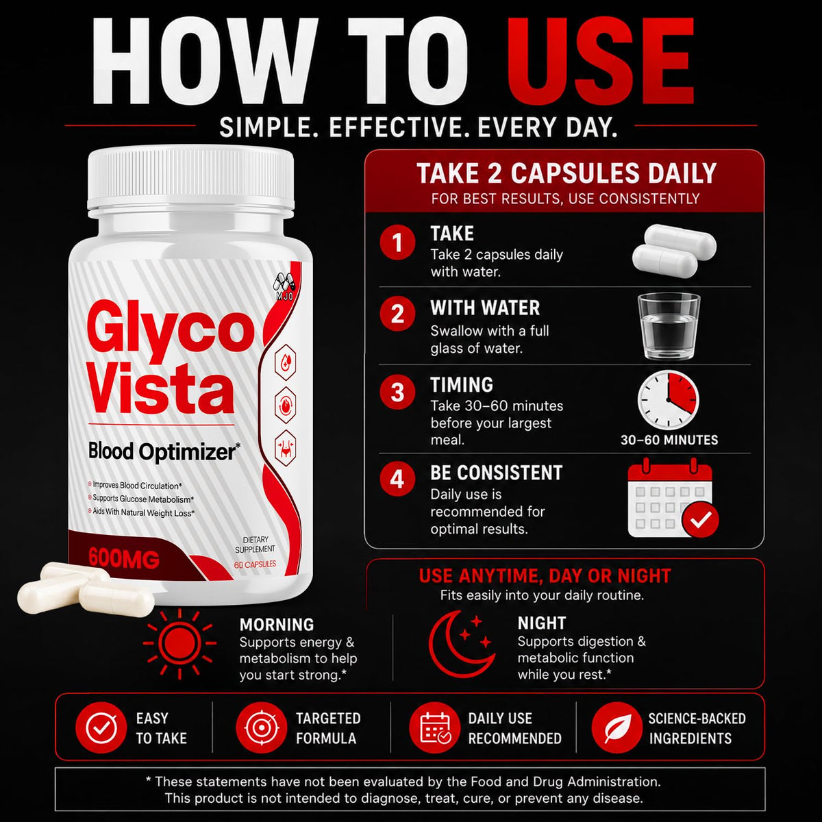Glyco Vista Capsules, GlycoVista Blood Optimizer Supplement (60 Capsules)