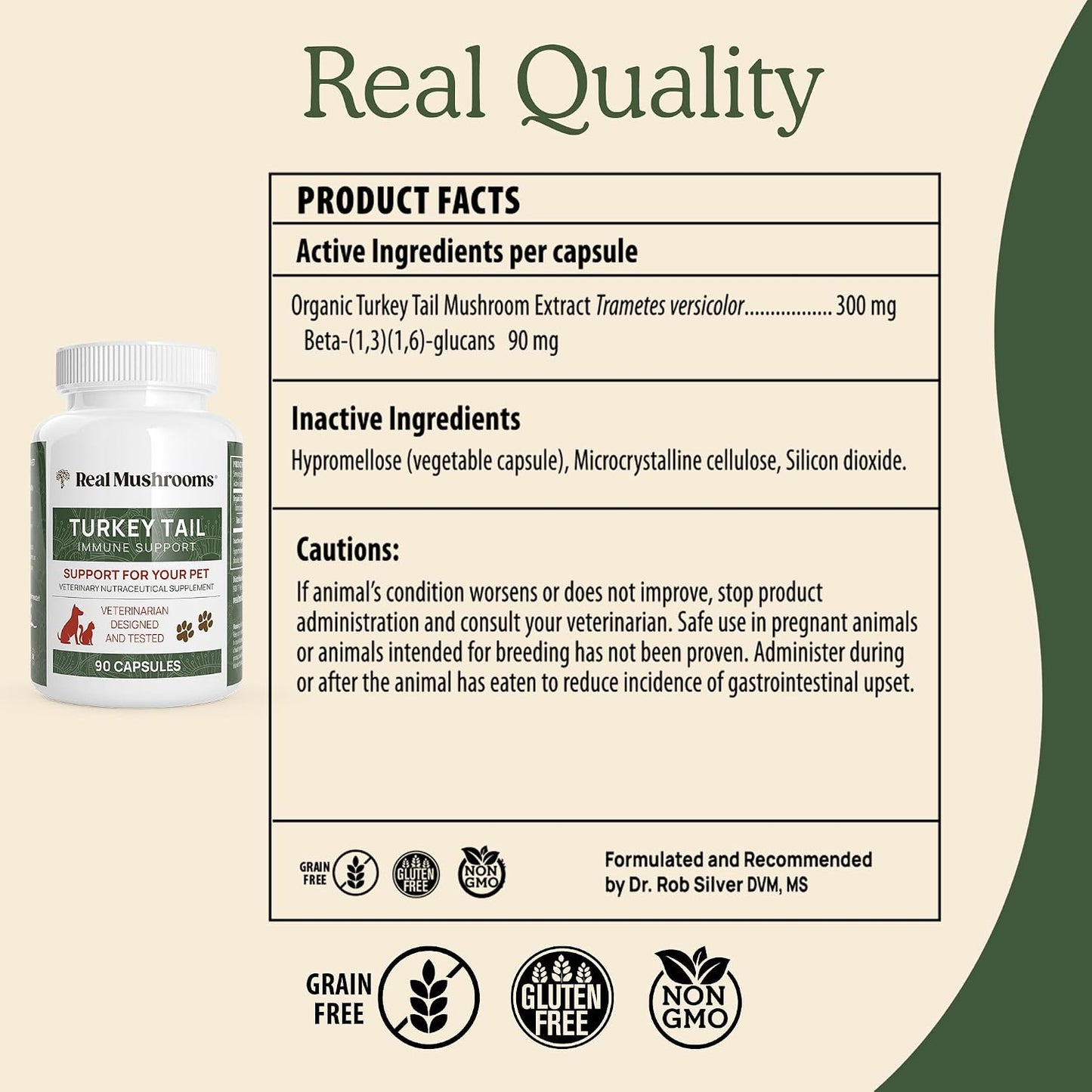 Real Mushrooms Turkey Tail for Humans & Pets - Bundle for Immune Support - Vegan, Non-GMO, Grain-Free, Gluten-Free Mushroom Extract Capsules - Verified Levels of Beta-Glucans