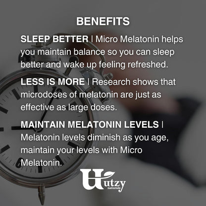 Utzy Naturals Micro Melatonin for Kids & Adults | Low Dose | 120 Tablets
