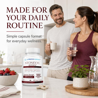 Approved Science Stonexyl - Herbal Support for Kidney Stones - 60 Capsules - Chanca Piedra - High Absorption -1 Month Supply - Vegan