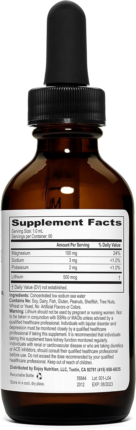 Ionic Liquid Lithium Drops | Magnesium, Sodium, Potassium, Lithium | Brain Health | Trace Mineral Drops | 60 mL (2 Fl Oz)