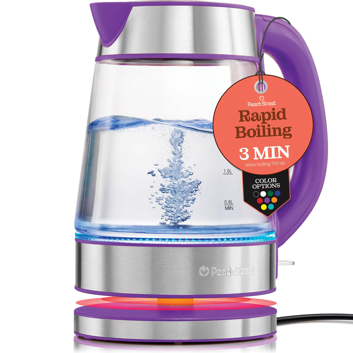 Speed-Boil Electric Kettle - 1.7L Water Boiler 1500W, Coffee & Tea Kettle Borosilicate Glass