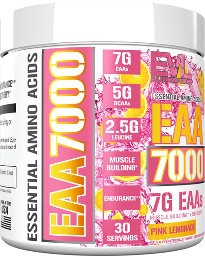 EAAs Amino Acids Powder - EAA Essential Amino Acids Pre & Post Workout Powder for Muscle Building Endurance and Recovery Support with 7g per Serving Plus 5g BCAAs (Pink Lemonade, 30 Servings)