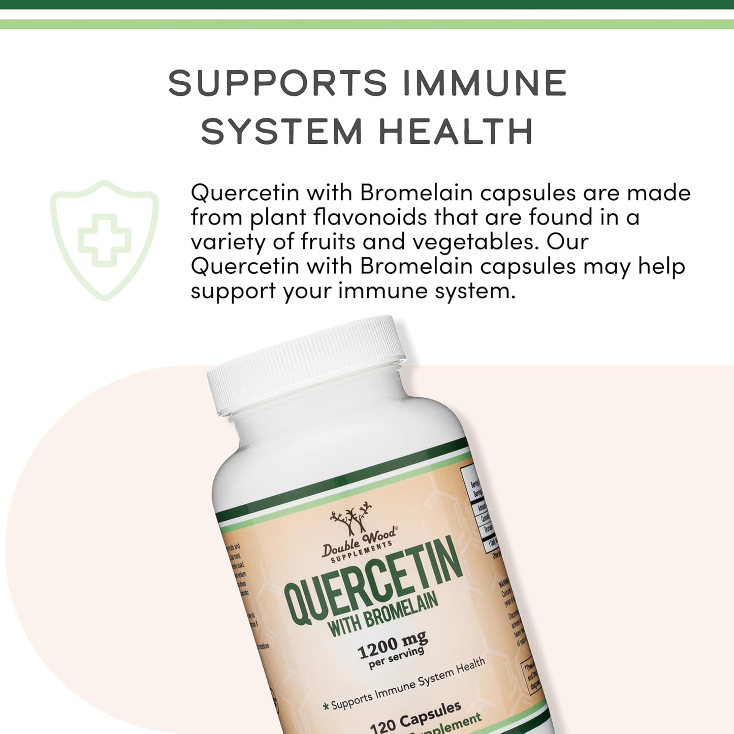 Quercetin with Bromelain - 96% Highly Purified - 120 Count (1,200mg Servings) - Supports Healthy Immune Functions in Men and Women (Vegan Safe, Third Party Tested, Gluten Free) by Double Wood