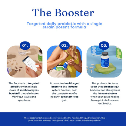 GutPersonal The Booster Targeted Probiotic for Gut Health: Support The Immune System with 5 Billion CFU Saccharomyces Boulardii, Capsules, 30 Servings