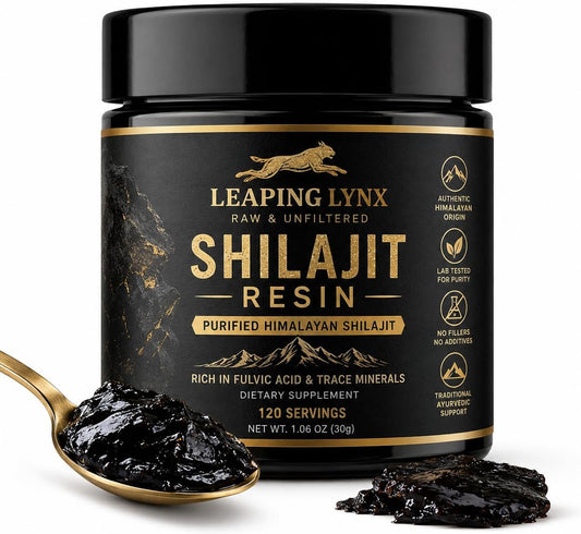 Resina Shilajit del Himalaya de 1,000 mg – 85+ oligominerales, ácido fúlvico orgánico de grado dorado | Cosechado alpino, secado al sol y purificado en laboratorio | Energía, vitalidad, apoyo inmunológico y cardiovascular | Sin OMG