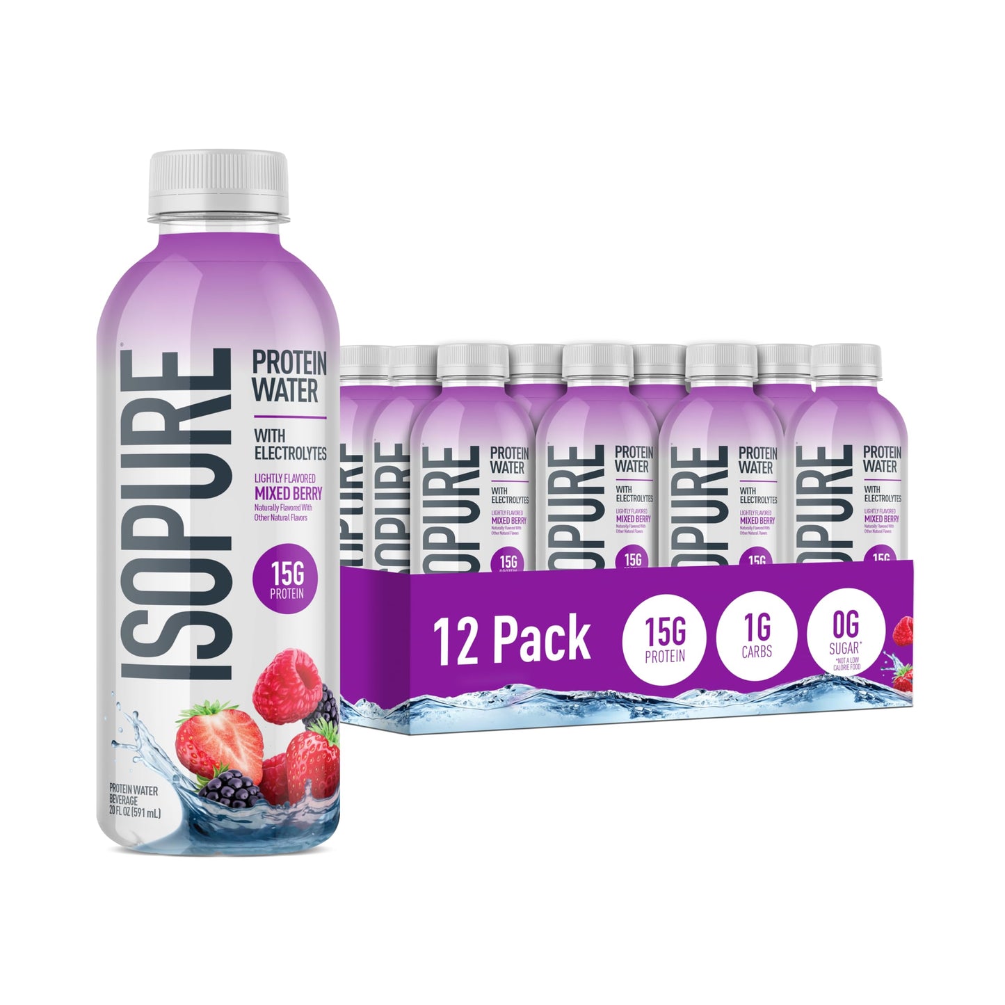 Isopure Clear Protein Stick Pack, Mixed Berry, 20 Count (Pack of 1)