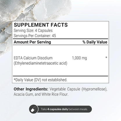 Supersmart - EDTA 1000mg per Day - Calcium Disodium EDTA Supplement | Non-GMO & Gluten Free - 180 Vegetarian Capsules