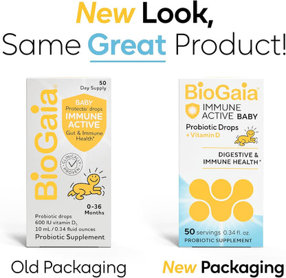 BioGaia Immune Active Baby Probiotic Drops + Vitamin D | Immune & Digestive | Pediatrician-Recommended | Supports Immune Health | Promotes Digestive Health & Regularity | Baby & Toddlers | 50 Day Supply